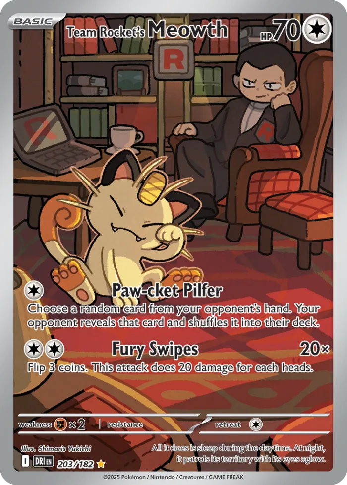 Team Rocket's Meowth #203 Destined Rivals Pokemon card