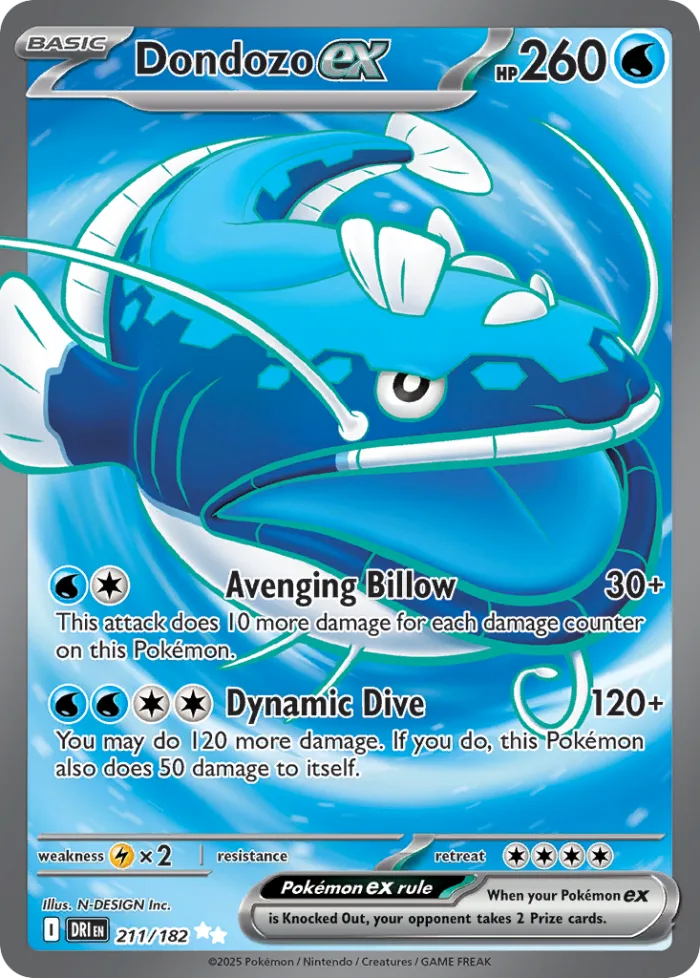 Dondozo ex #211 Destined Rivals Pokemon card
