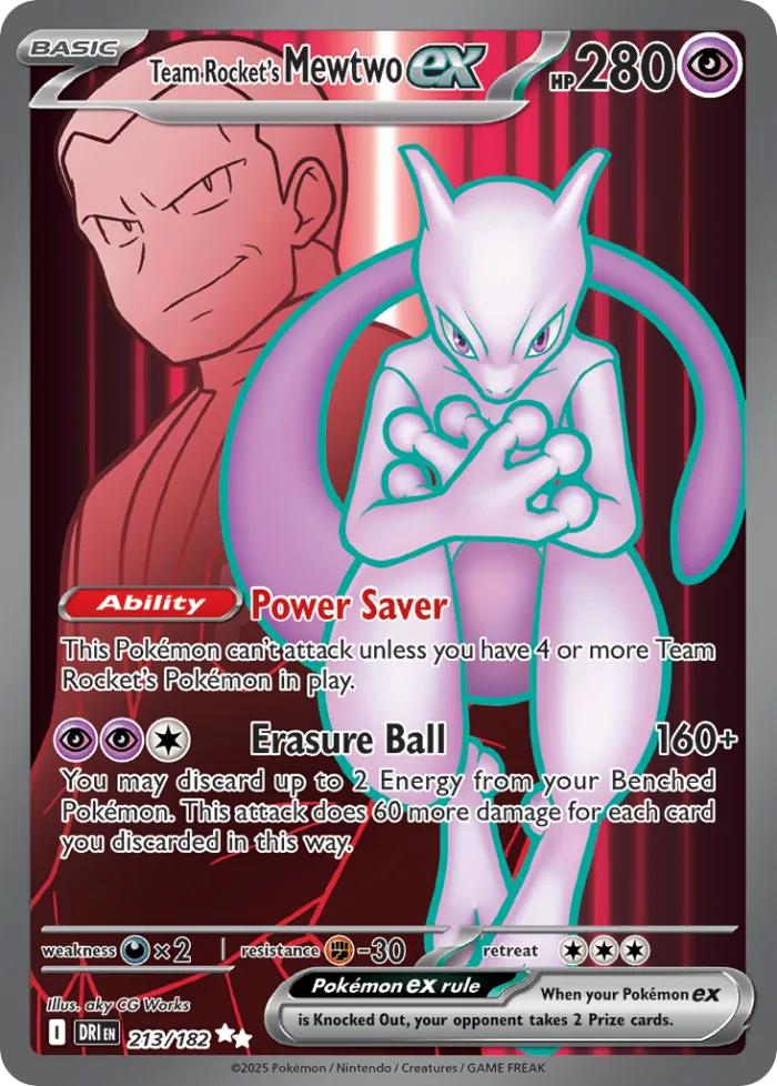 Team Rocket's Mewtwo ex #213 Destined Rivals Pokemon card