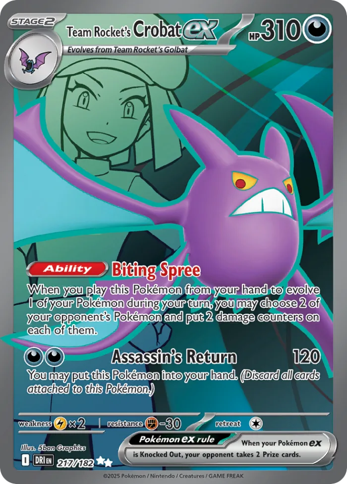 Team Rocket's Crobat ex #217 Destined Rivals Pokemon card