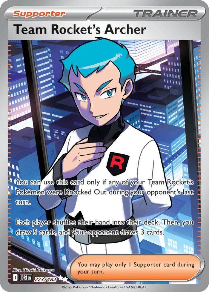 Team Rocket's Archer #223 Destined Rivals Pokemon card