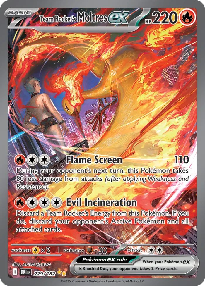 Team Rocket's Moltres ex #229 Destined Rivals Pokemon card