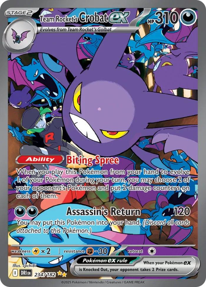 Team Rocket's Crobat ex #234 Destined Rivals Pokemon card