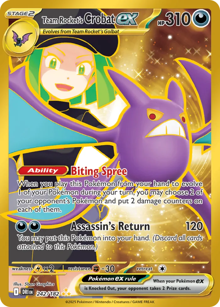 Team Rocket's Crobat ex #242 Destined Rivals Pokemon card