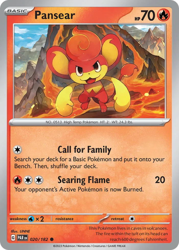 Pansear #20 Paradox Rift Pokemon card