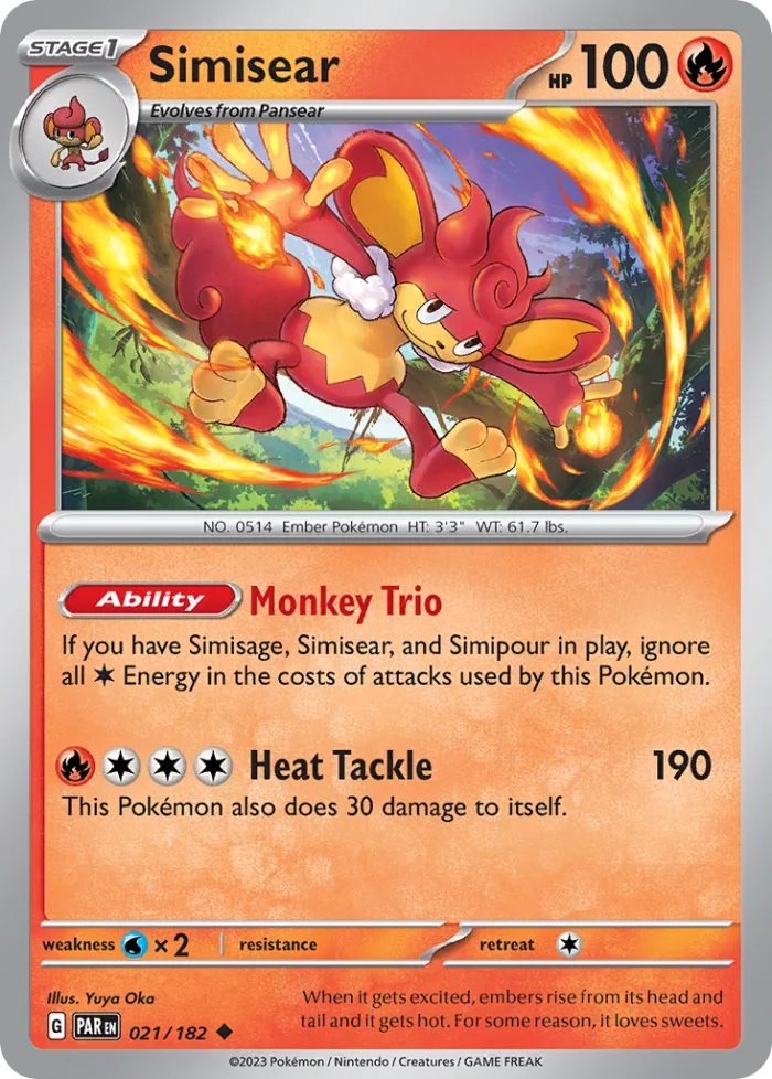 Simisear #21 Paradox Rift Pokemon card