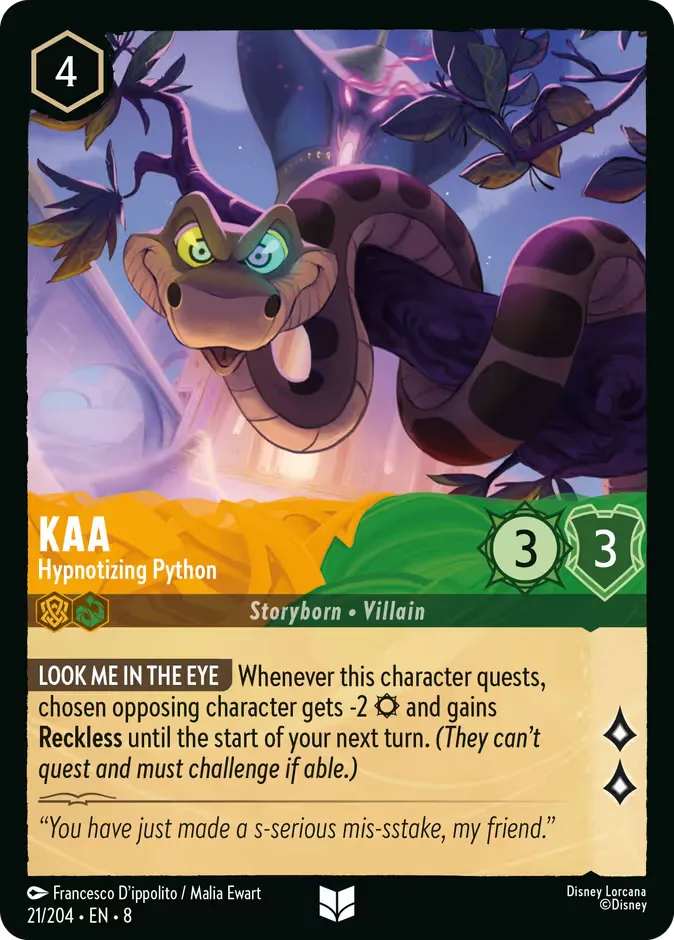 Kaa #21 Reign of Jafar Disney Lorcana card