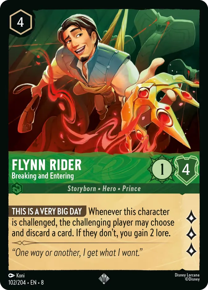 Flynn Rider #102 Reign of Jafar Disney Lorcana card