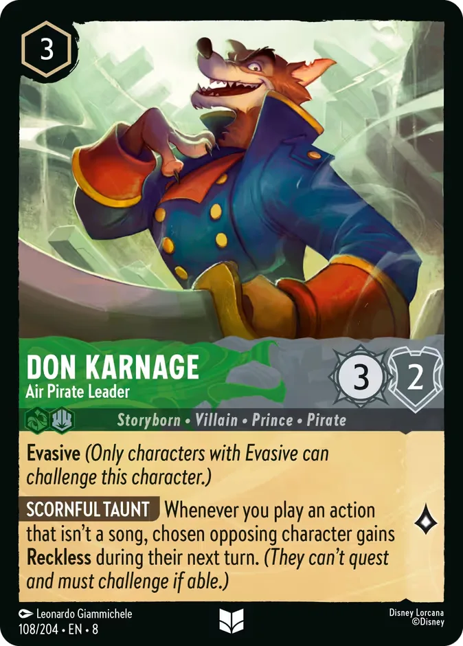 Don Karnage #108 Reign of Jafar Disney Lorcana card