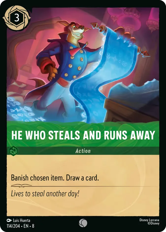 He Who Steals and Runs Away #114 Reign of Jafar Disney Lorcana card