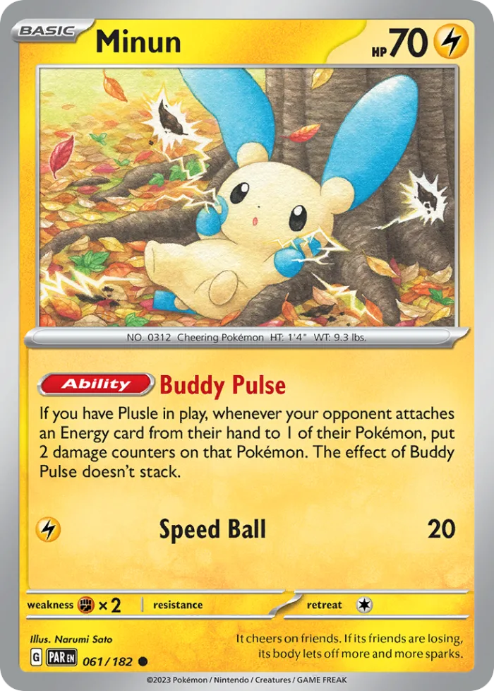 Minun #61 Paradox Rift Pokemon card