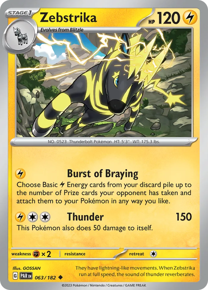 Zebstrika #63 Paradox Rift Pokemon card