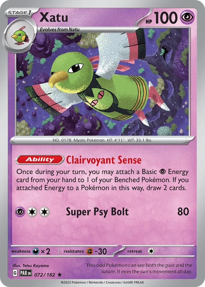 Xatu #72 Paradox Rift Pokemon card