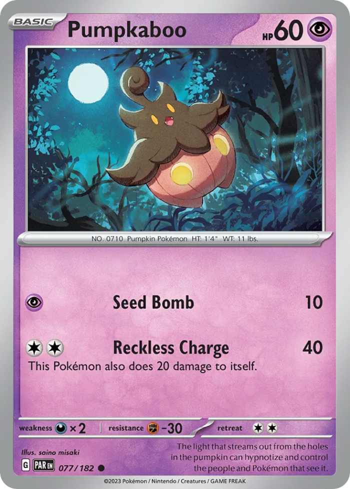 Pumpkaboo #77 Paradox Rift Pokemon card