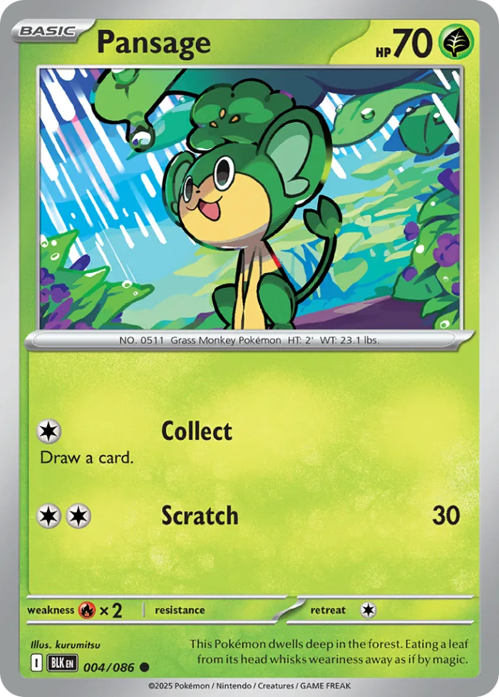 Pansage #4 Black Bolt Pokemon card
