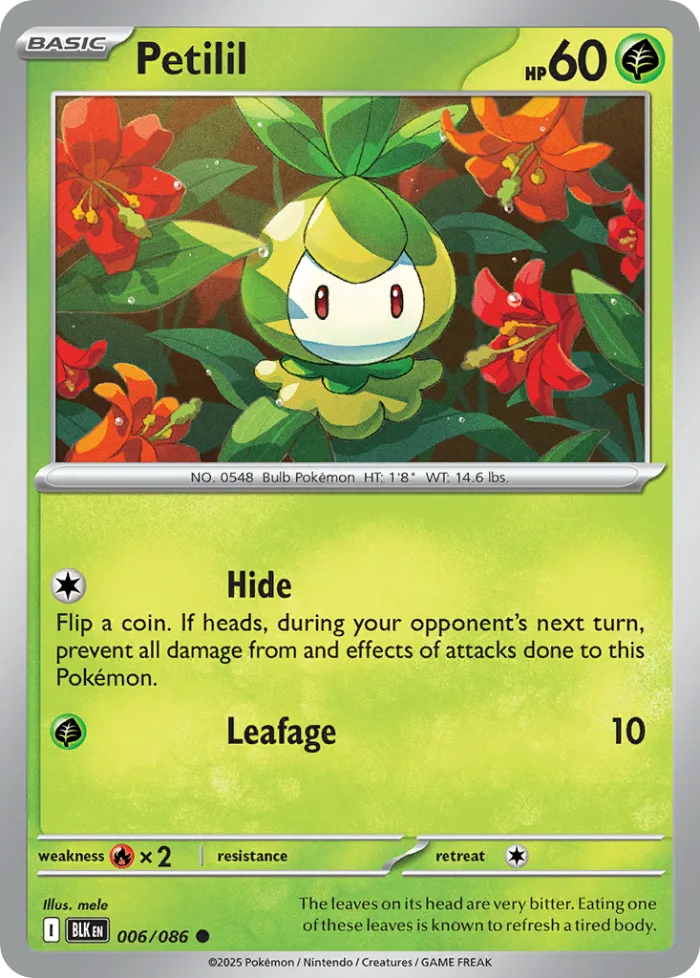 Petilil #6 Black Bolt Pokemon card