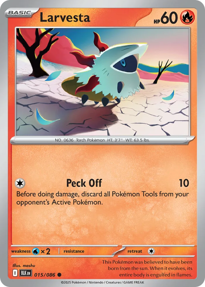 Larvesta #15 Black Bolt Pokemon card