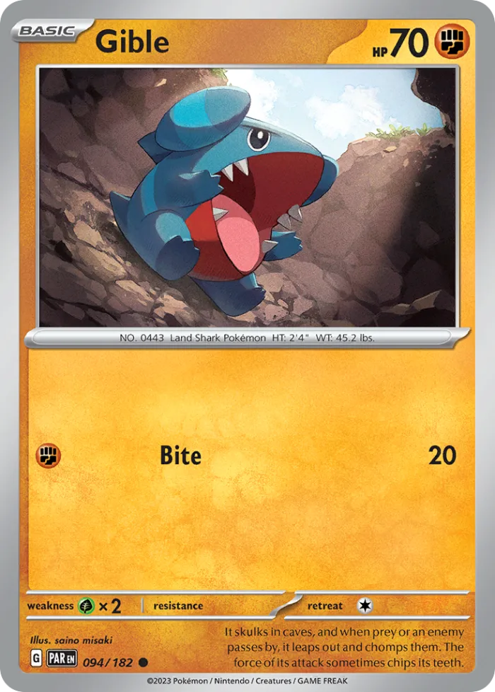 Gible #94 Paradox Rift Pokemon card