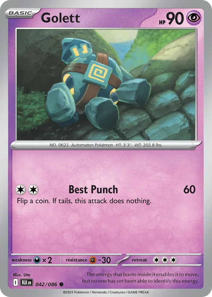 Golett #42 Black Bolt Pokemon card