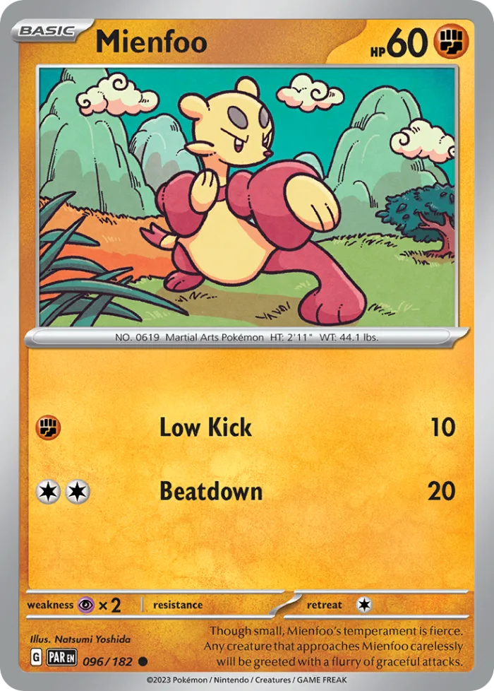 Mienfoo #96 Paradox Rift Pokemon card