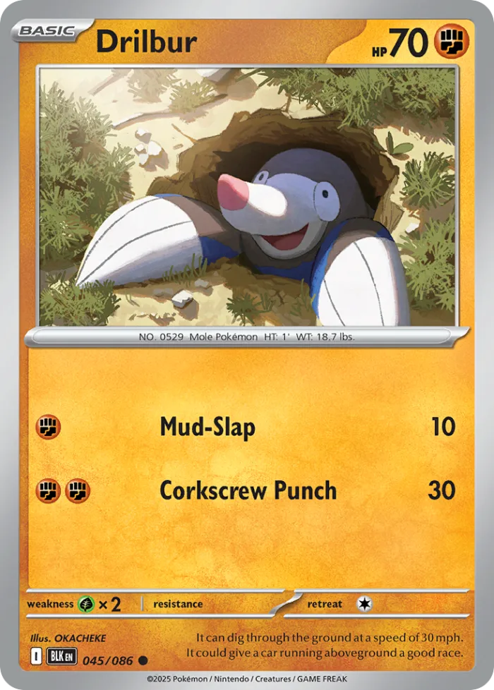 Drilbur #45 Black Bolt Pokemon card