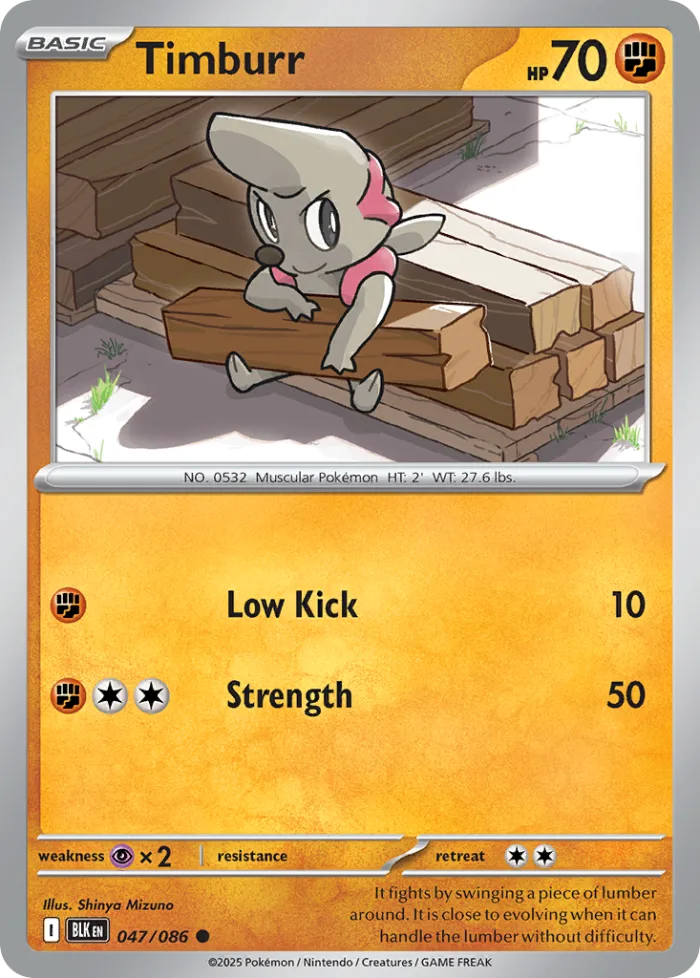 Timburr #47 Black Bolt Pokemon card