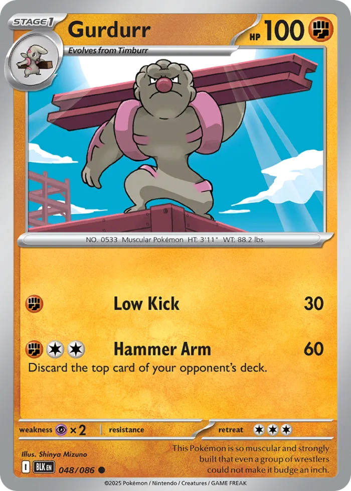 Gurdurr #48 Black Bolt Pokemon card