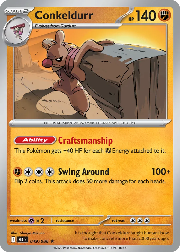 Conkeldurr #49 Black Bolt Pokemon card