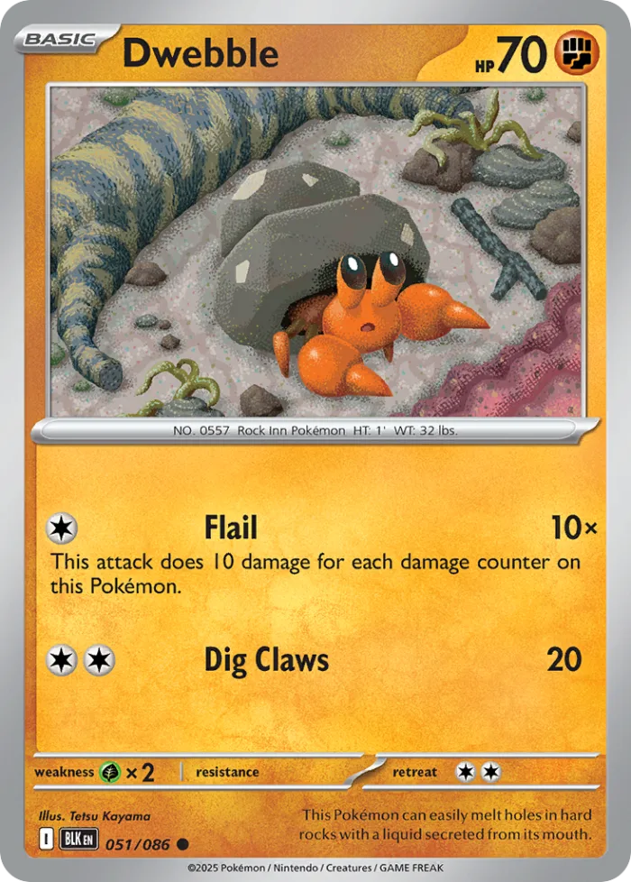 Dwebble #51 Black Bolt Pokemon card