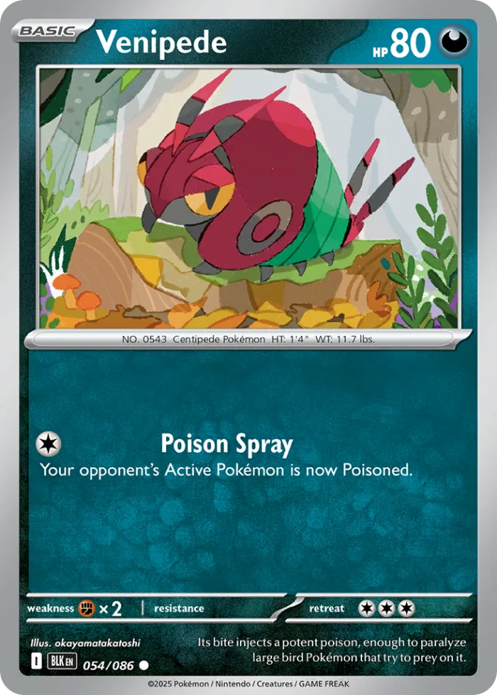 Venipede #54 Black Bolt Pokemon card