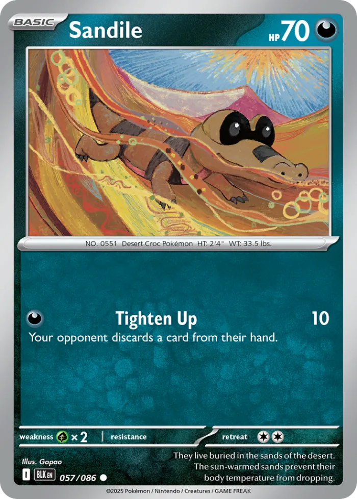 Sandile #57 Black Bolt Pokemon card