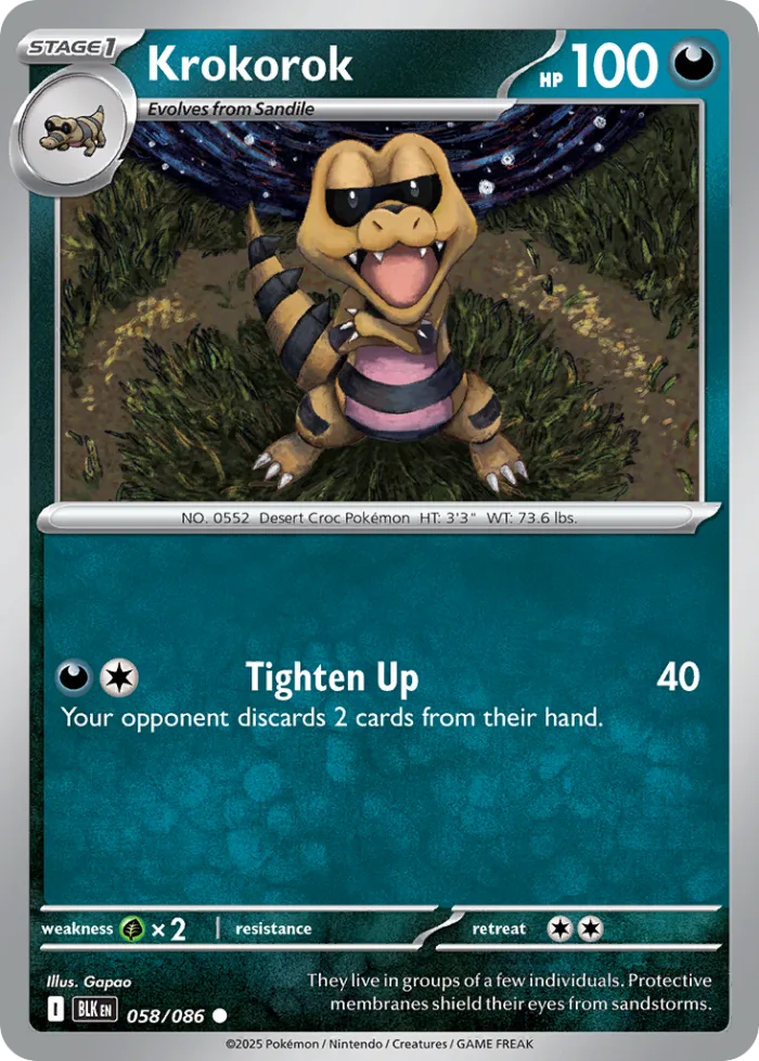 Krokorok #58 Black Bolt Pokemon card