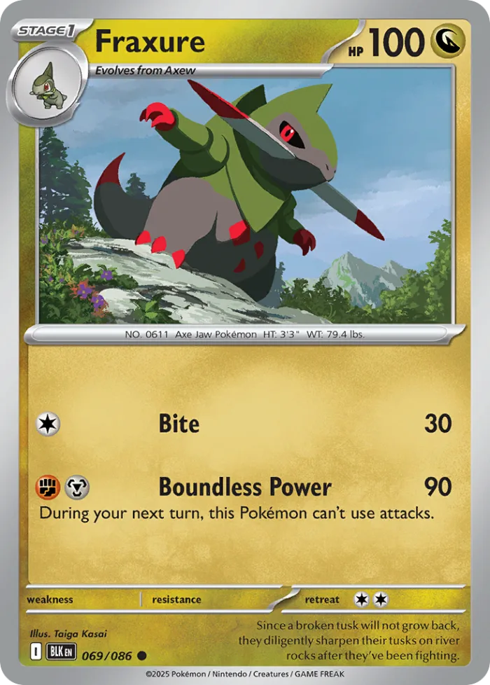 Fraxure #69 Black Bolt Pokemon card