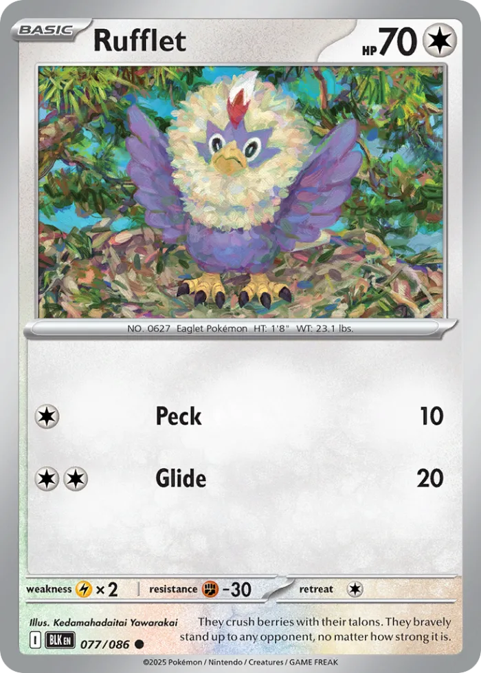 Rufflet #77 Black Bolt Pokemon card