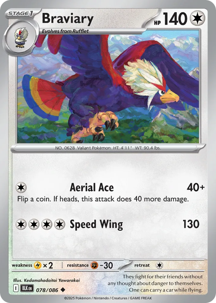 Braviary #78 Black Bolt Pokemon card