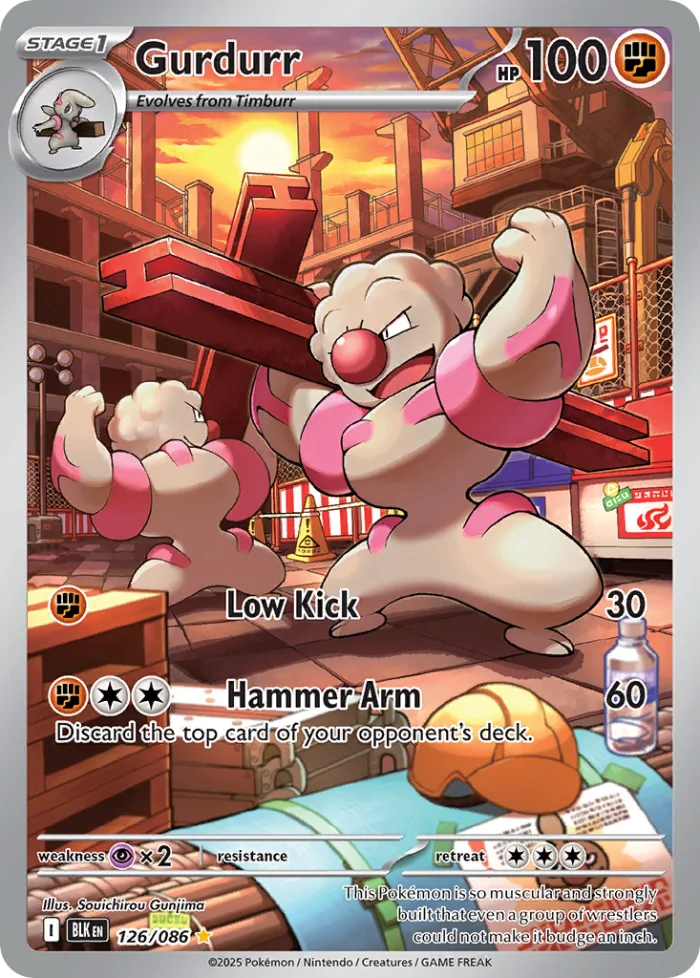 Gurdurr #126 Black Bolt Pokemon card