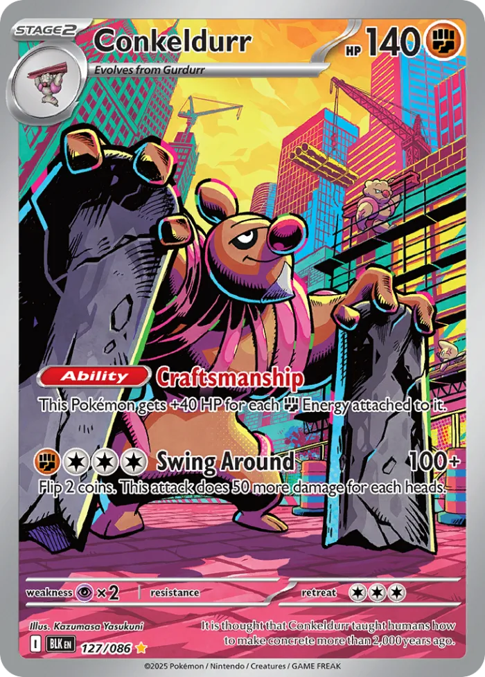 Conkeldurr #127 Black Bolt Pokemon card