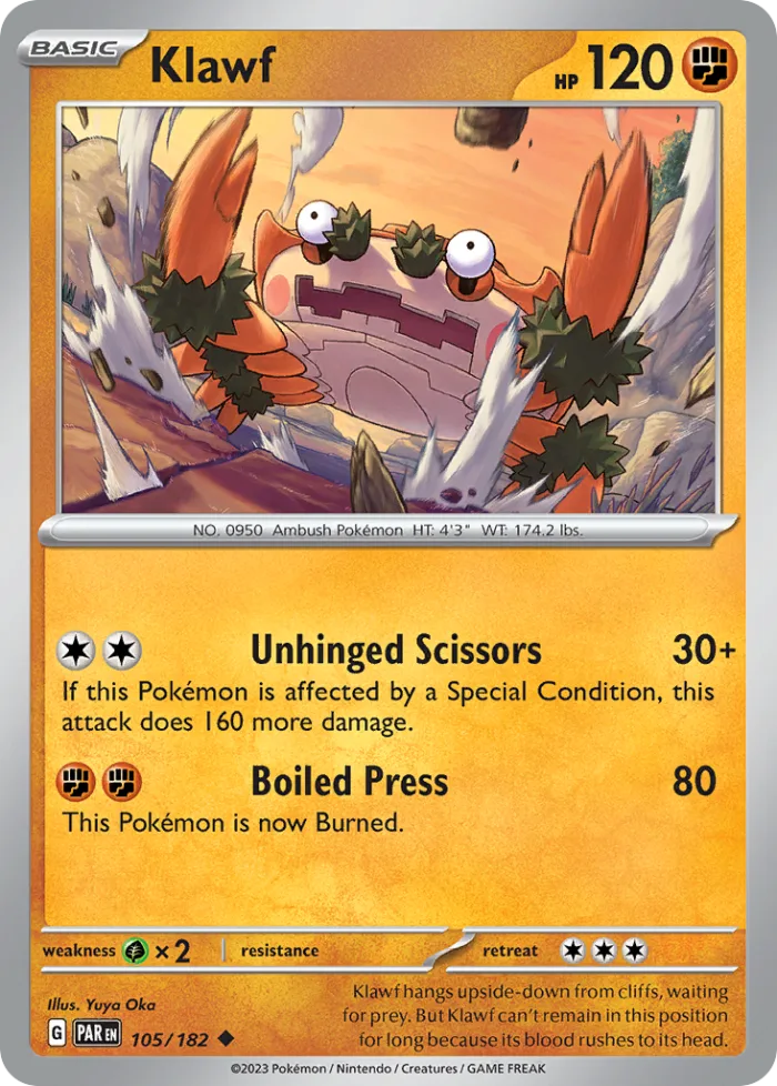 Klawf #105 Paradox Rift Pokemon card