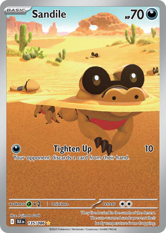 Sandile #135 Black Bolt Pokemon card