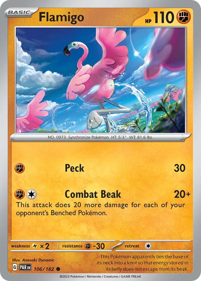 Flamigo #106 Paradox Rift Pokemon card