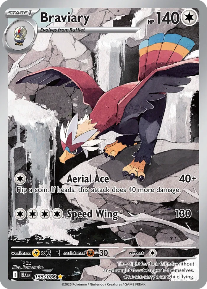 Braviary #155 Black Bolt Pokemon card
