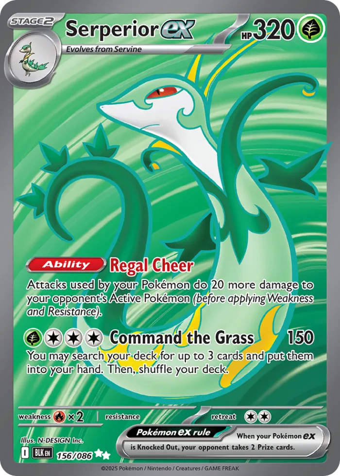 Serperior ex #156 Black Bolt Pokemon card