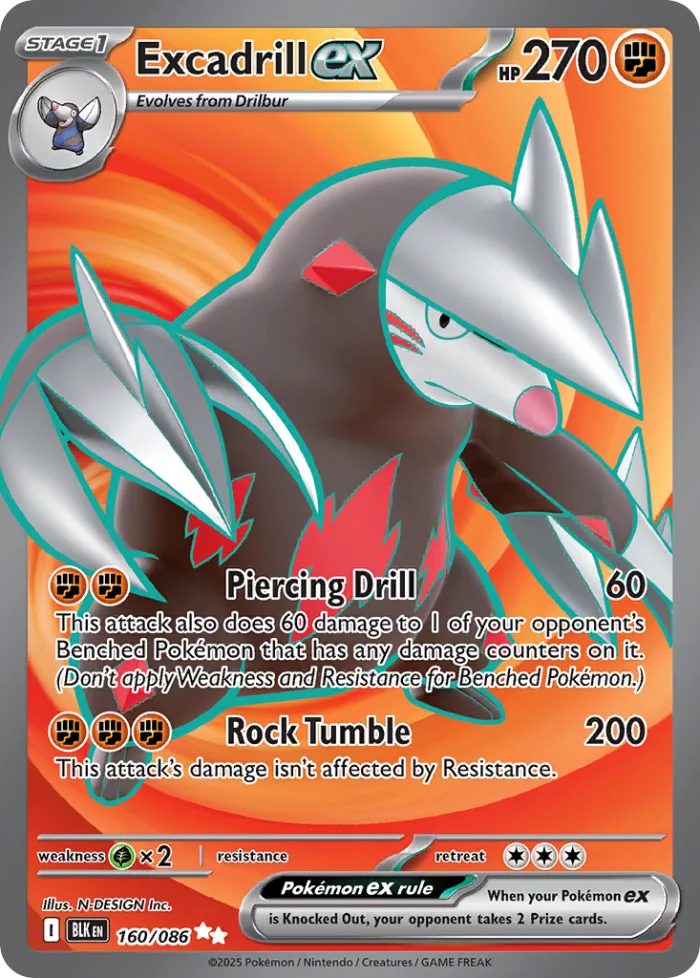 Excadrill ex #160 Black Bolt Pokemon card