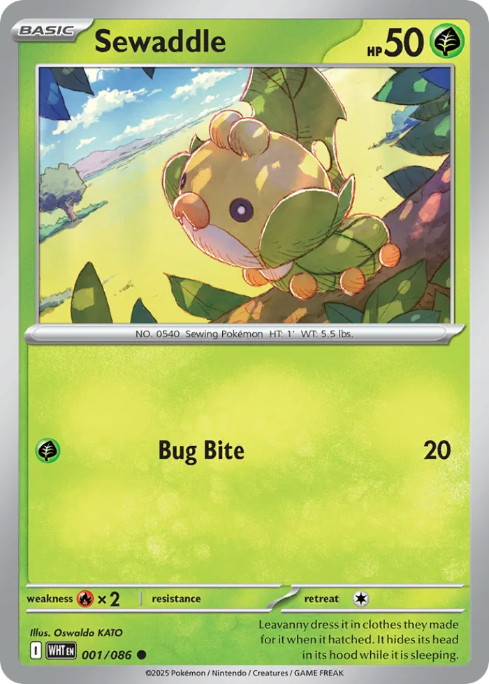 Sewaddle #1 White Flare Pokemon card