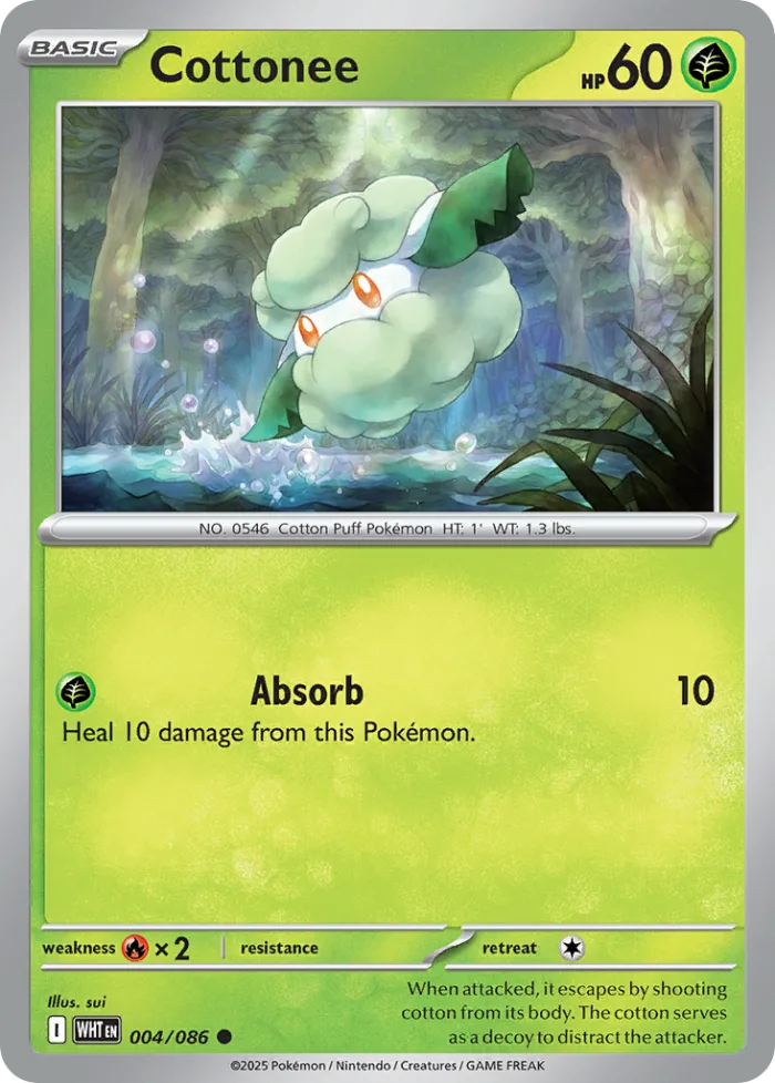 Cottonee #4 White Flare Pokemon card