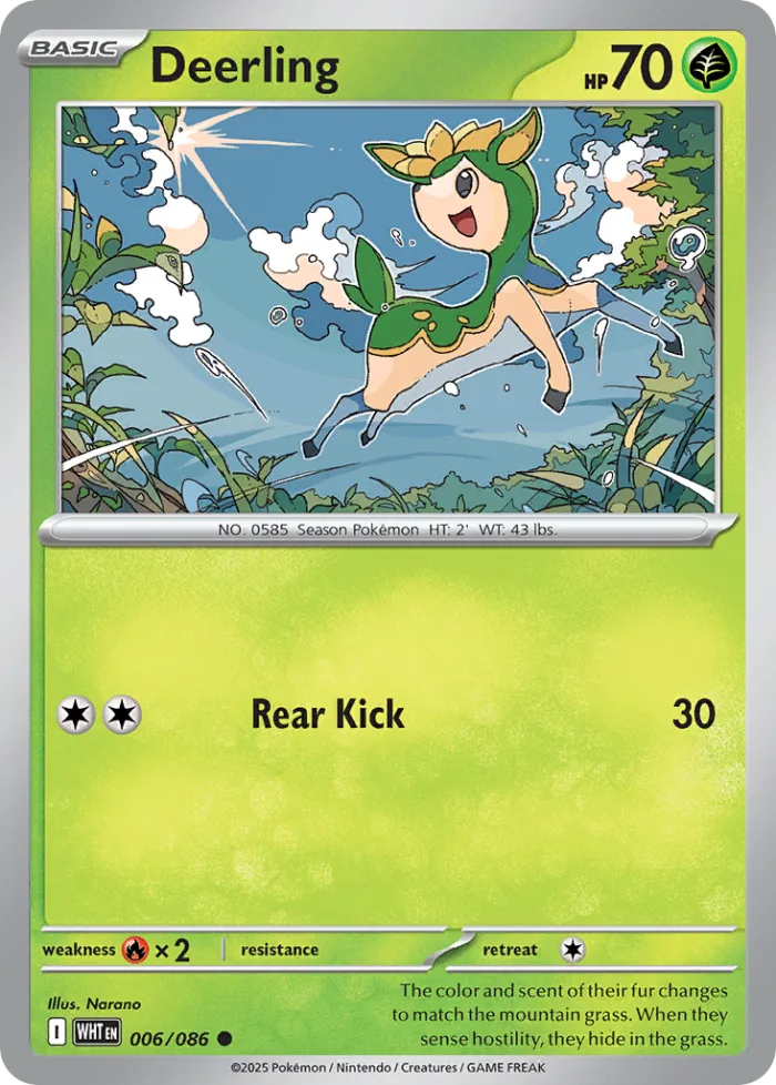 Deerling #6 White Flare Pokemon card