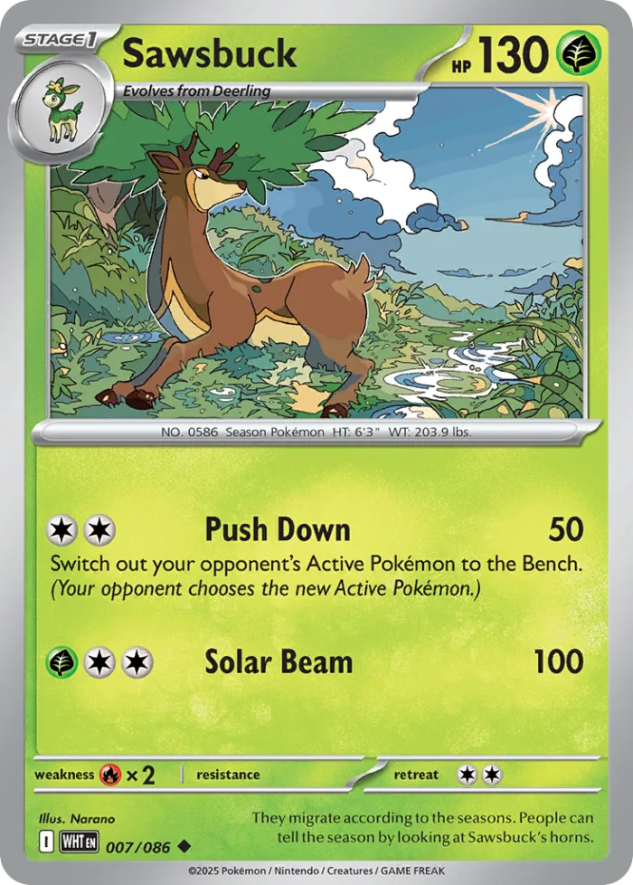 Sawsbuck #7 White Flare Pokemon card