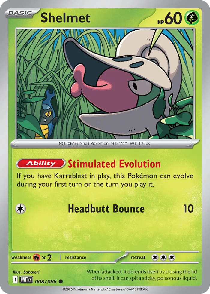 Shelmet #8 White Flare Pokemon card
