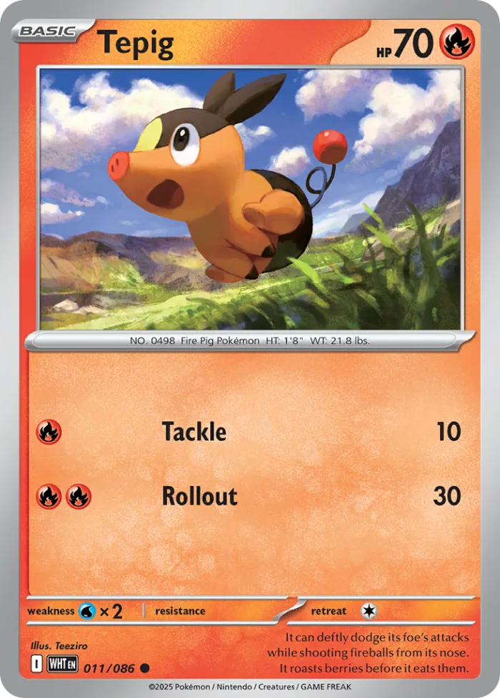 Tepig #11 White Flare Pokemon card