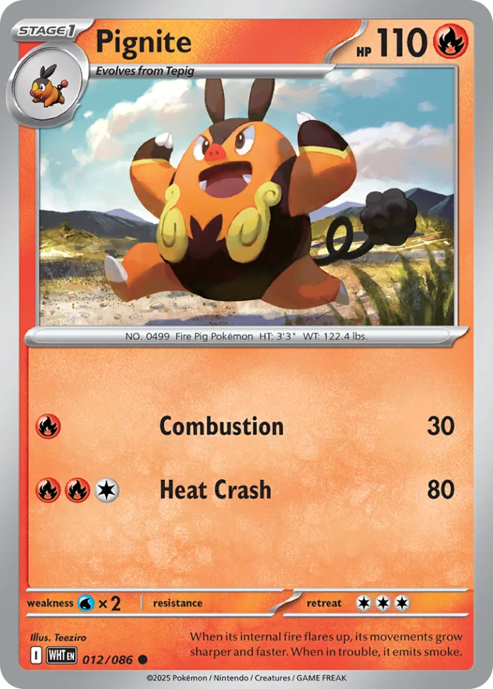Pignite #12 White Flare Pokemon card